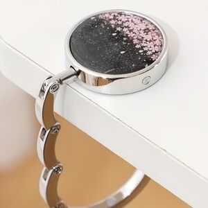 Folding Purse Hook with Pink Cherry Blossom Design